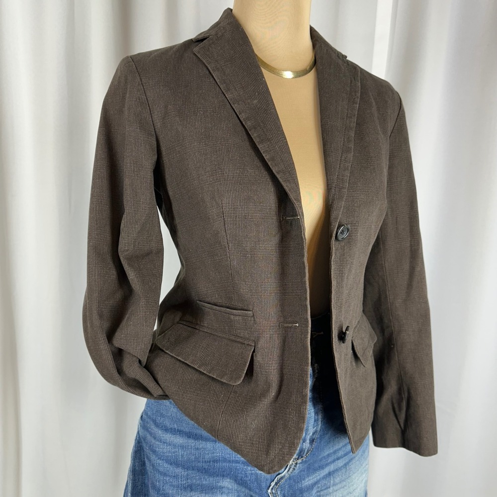 GAP Blazer‎ Womens 0 Petite Brown Tailored Career Jacket Stretch READ